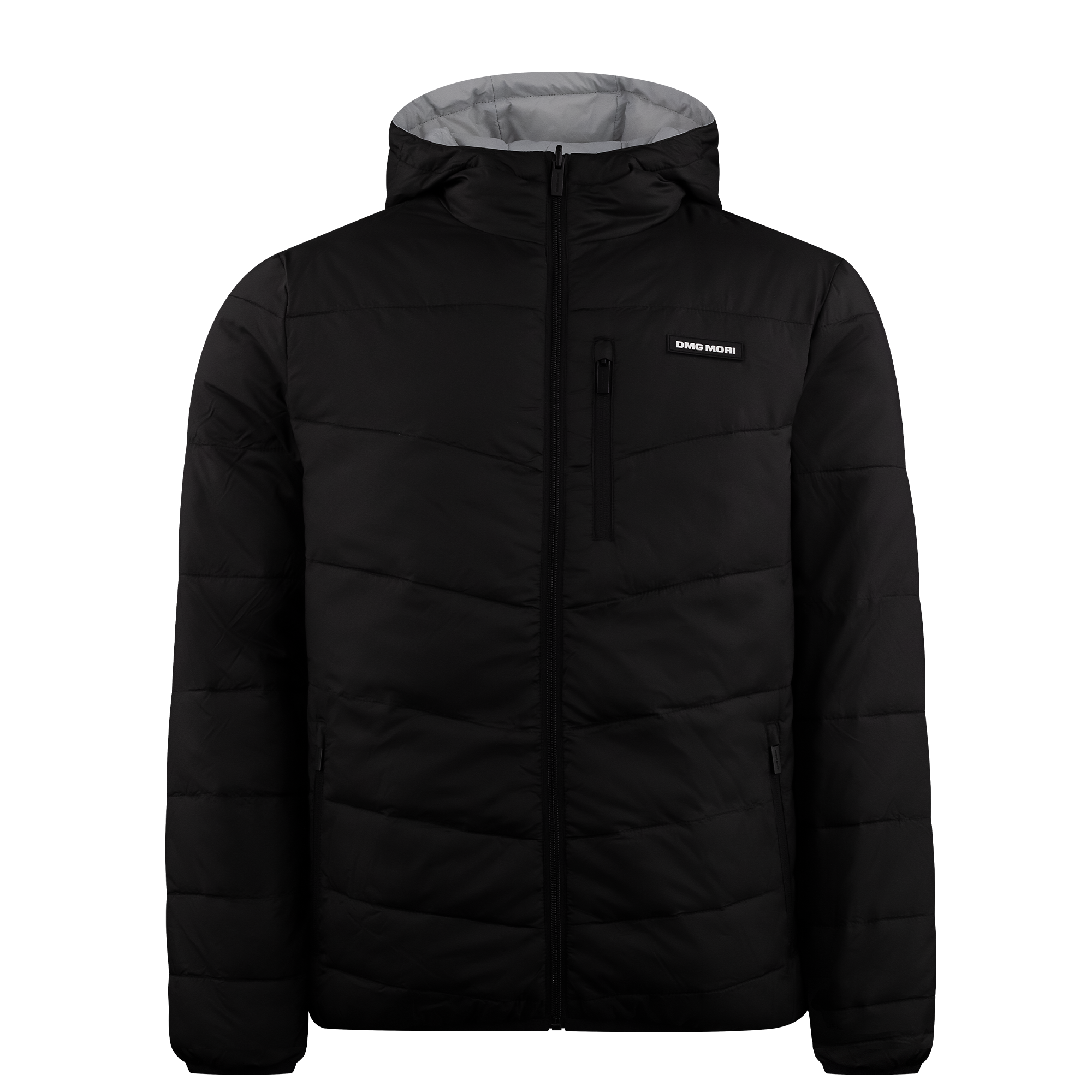 Chaqueta unisex acolchada y reversible bicolor en negro y gris Imagen del producto: Chaqueta unisex acolchada y reversible bicolor en negro y gris